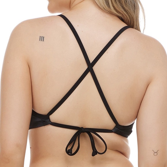 NWT BODY GLOVE Coral Reef Solo Bikini Top in Black with Multi Stripe, szie DD - Picture 2 of 7